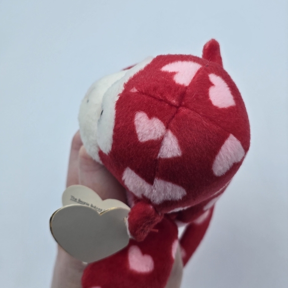 Ty Beanie Baby Bliss The Monkey Red w/ Pink Hearts Plush - Picture 7 of 7